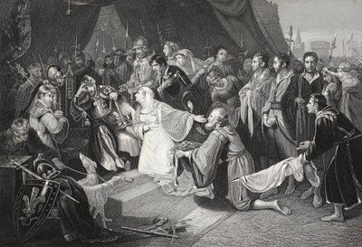 The Surrender of Calais, 4th August 1347, engraved by John Young by Edward Bird